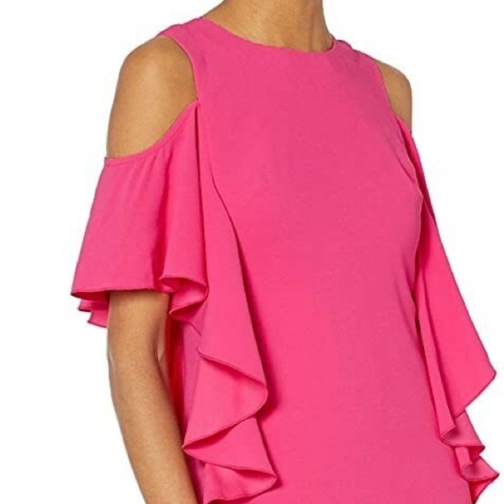 Trina Turk Womens Lambada Carmel Crepe Cold Shoulder Dress hot Pink